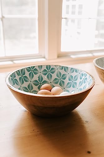Evan & Ash Boho Large Decorative Bowl with Food Safe Designer Inlay. 12 Inch Wooden Bowls for Food or Decor. Salad Bowls, Mothers Day Gifts, Serving Bowls for Entertaining