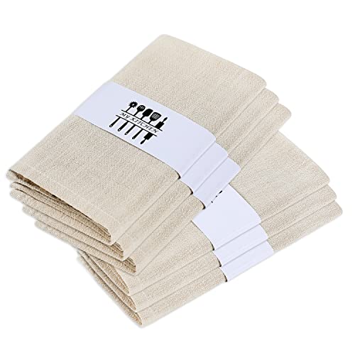 Rustic Natural Washable Cotton Linen Napkin Set, Soft Comfortable and Reusable Linen Dinner Napkins Cloth for Wedding Celebration and Party Decor, Set of 6, Beige
