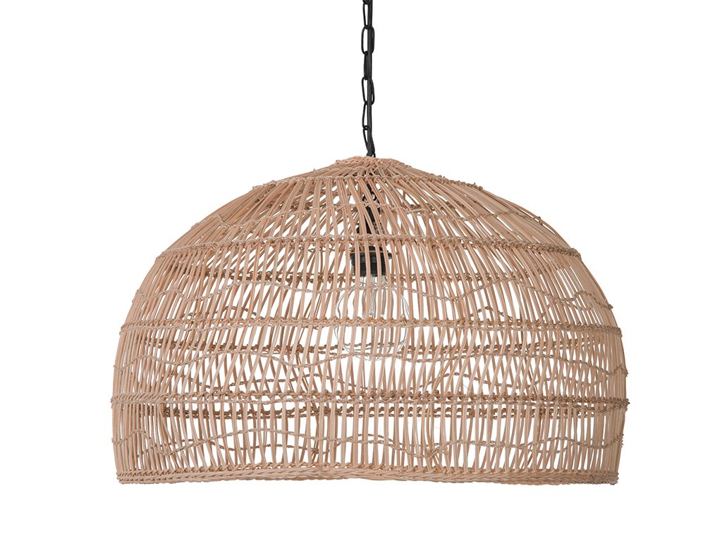KOUBOO 1050100 Open Weave Cane Rib Dome Hanging Ceiling Lamp, One Size, Wheat