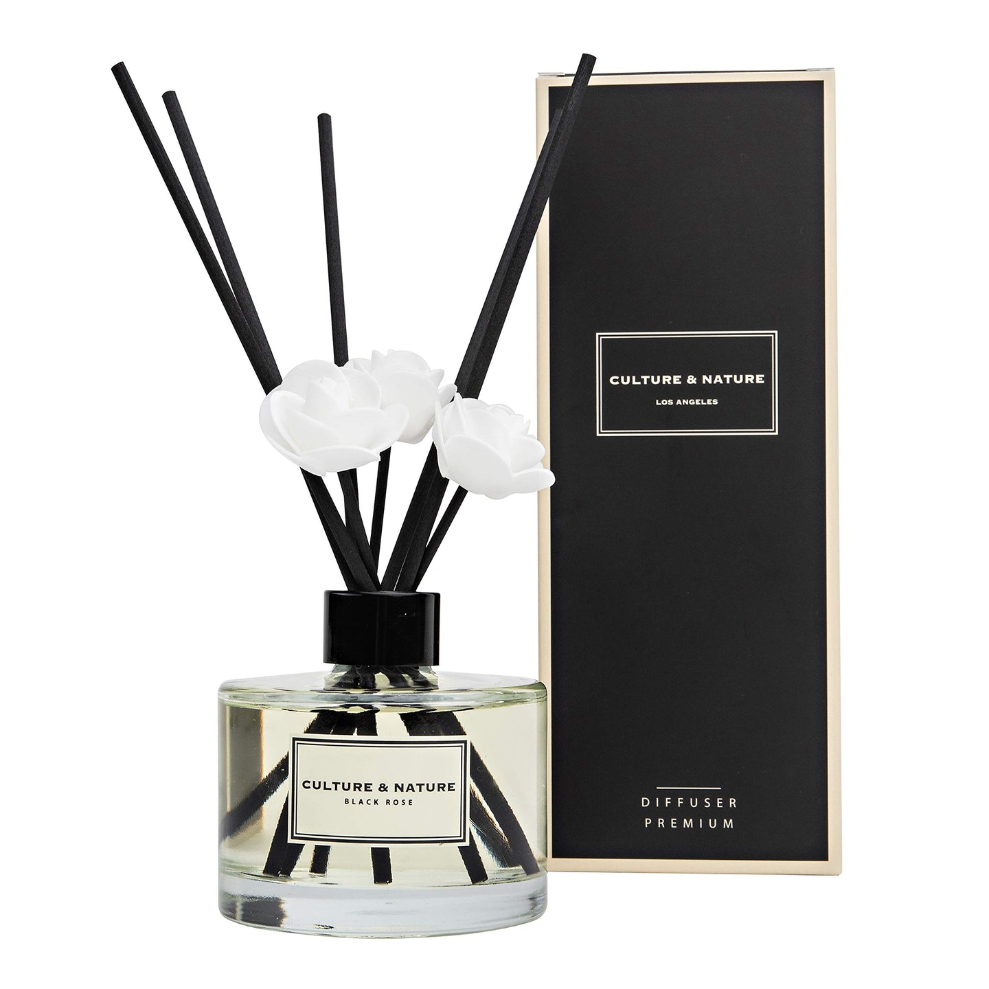 CULTURE & NATURE Reed Diffuser 6.7 oz (200ml) Black Rose Scented Reed Diffuser Set